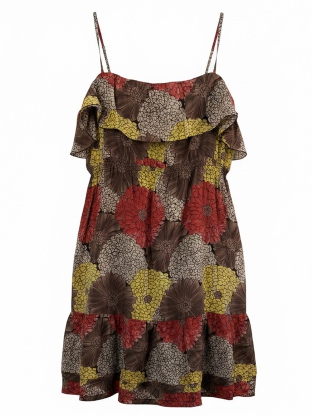 Juicy Couture Silk Blend Floral Ruffle Dress Women’s Size 8 Boho Slip Dress